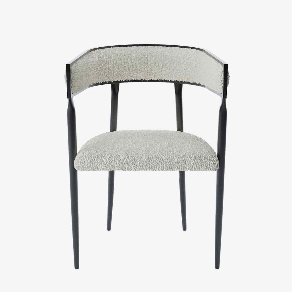 Chaise de salle à manger design dossier arrondi bouclette blanche Aurore