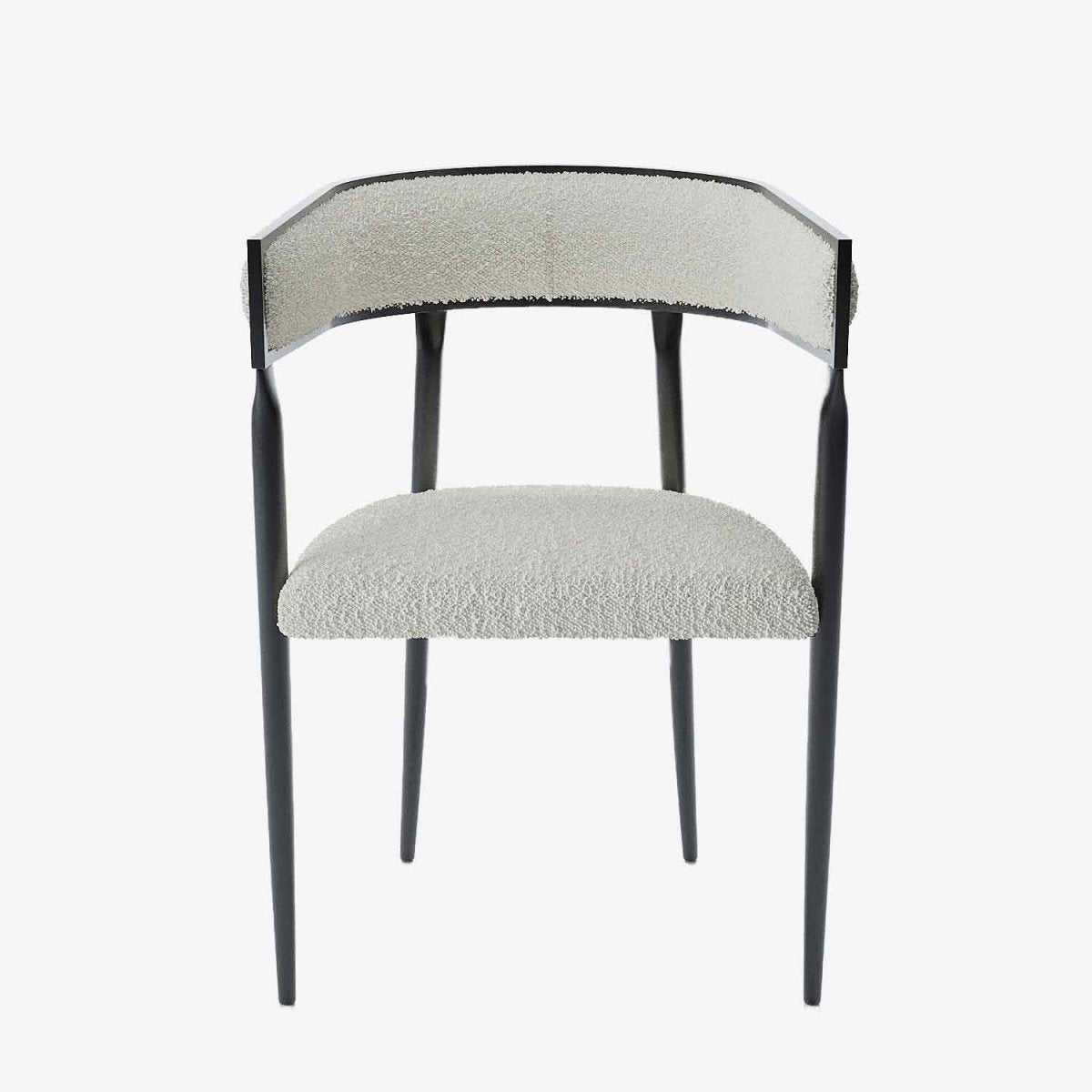 Chaise de salle à manger design dossier arrondi bouclette blanche Aurore