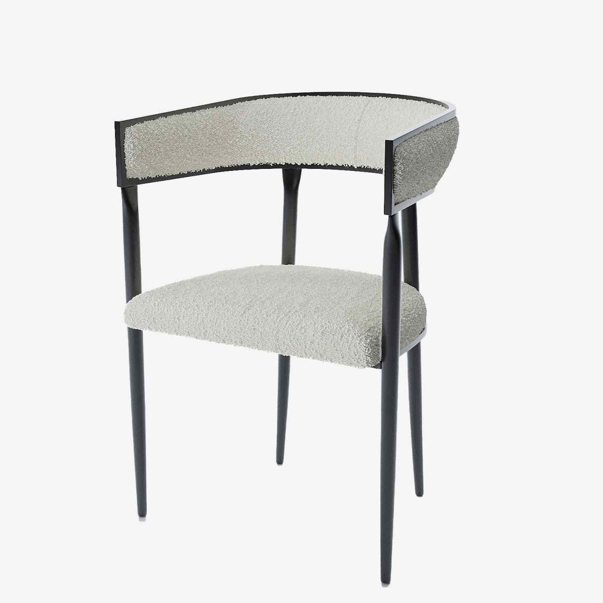 Chaise de salle à manger design dossier arrondi bouclette blanche Aurore