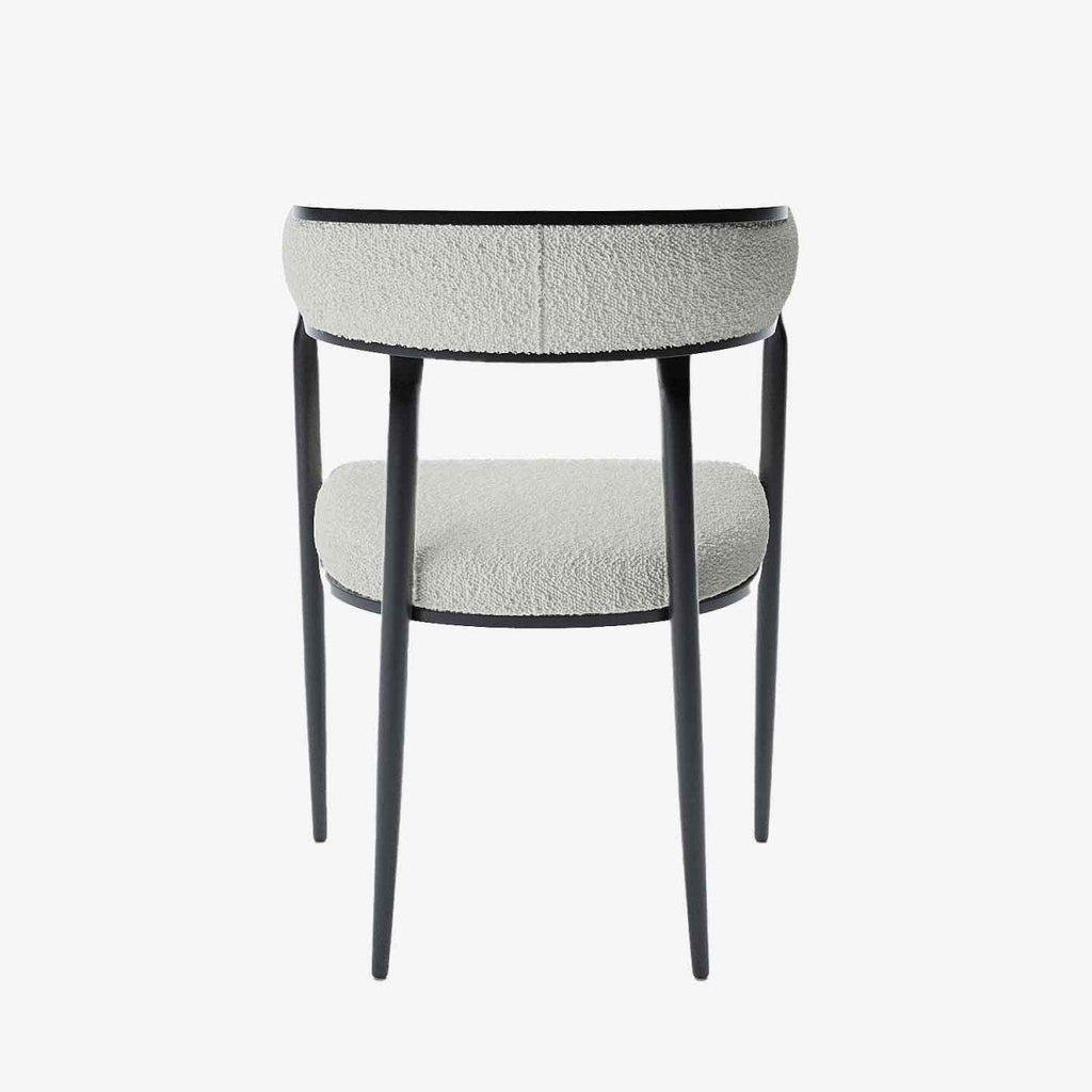 Chaise de salle à manger design dossier arrondi bouclette blanche Aurore