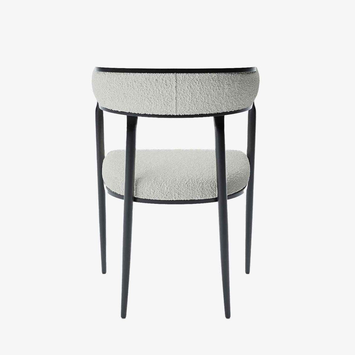 Chaise de salle à manger design dossier arrondi bouclette blanche Aurore