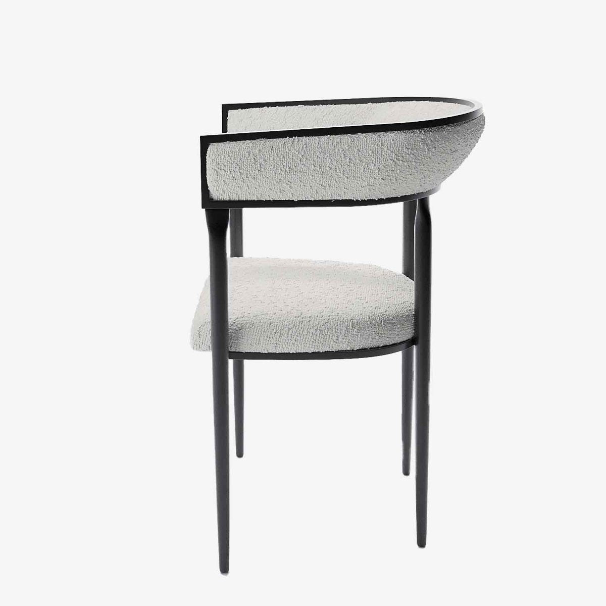 Chaise de salle à manger design dossier arrondi bouclette blanche Aurore