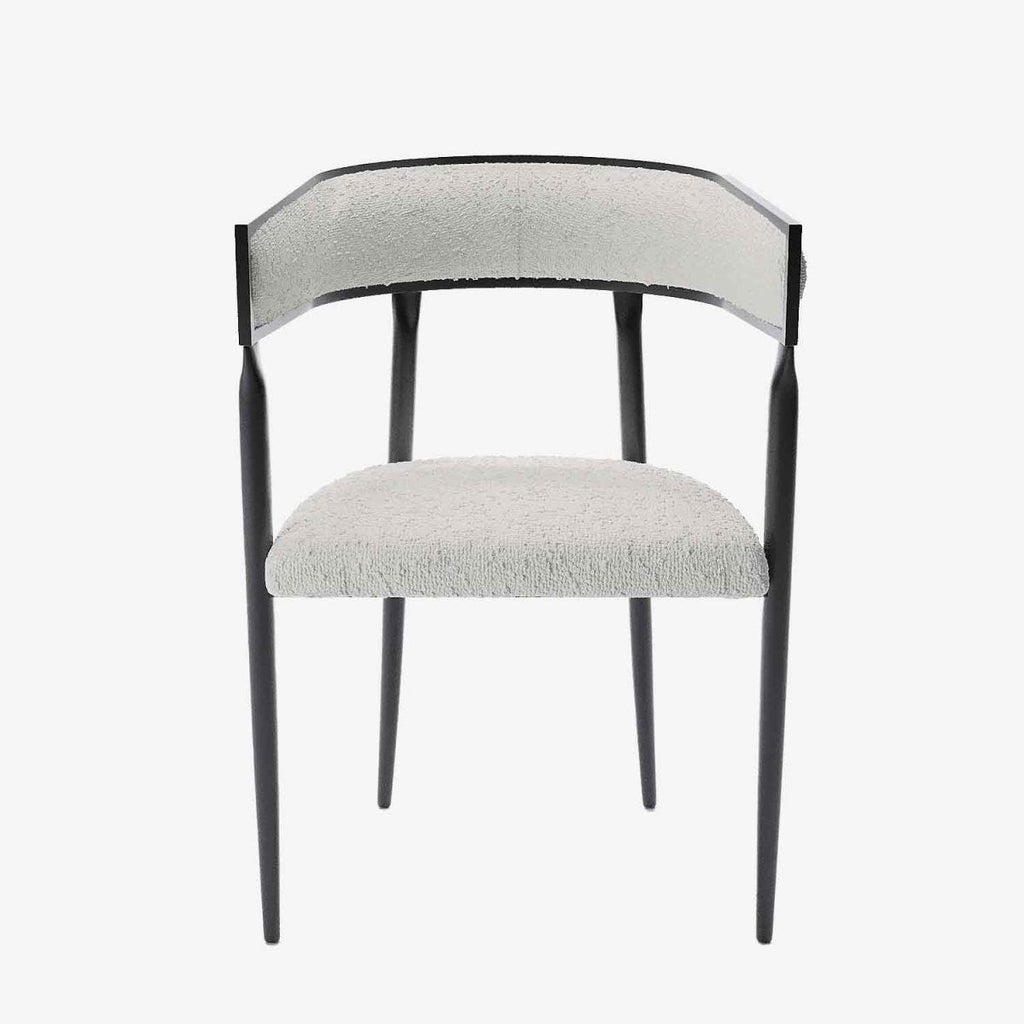 Chaise de salle à manger design dossier arrondi bouclette gris crème Aurore