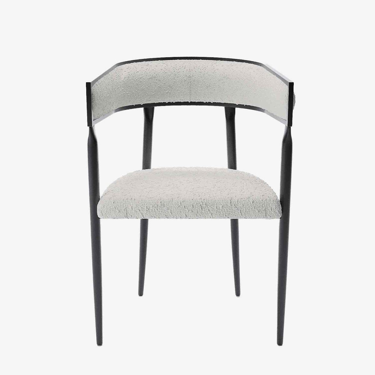 Chaise de salle à manger design dossier arrondi bouclette gris crème Aurore
