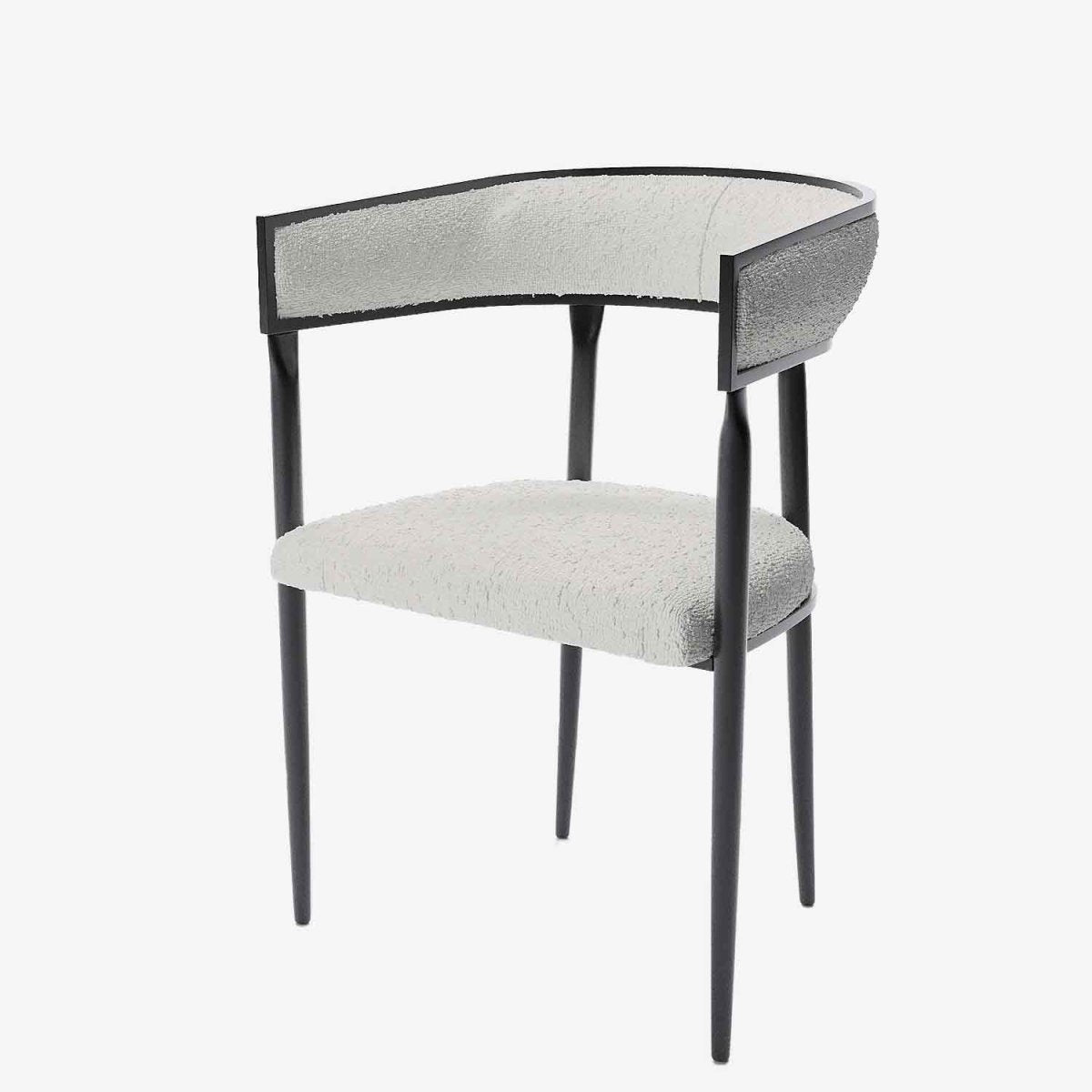 Chaise de salle à manger design dossier arrondi bouclette gris crème Aurore