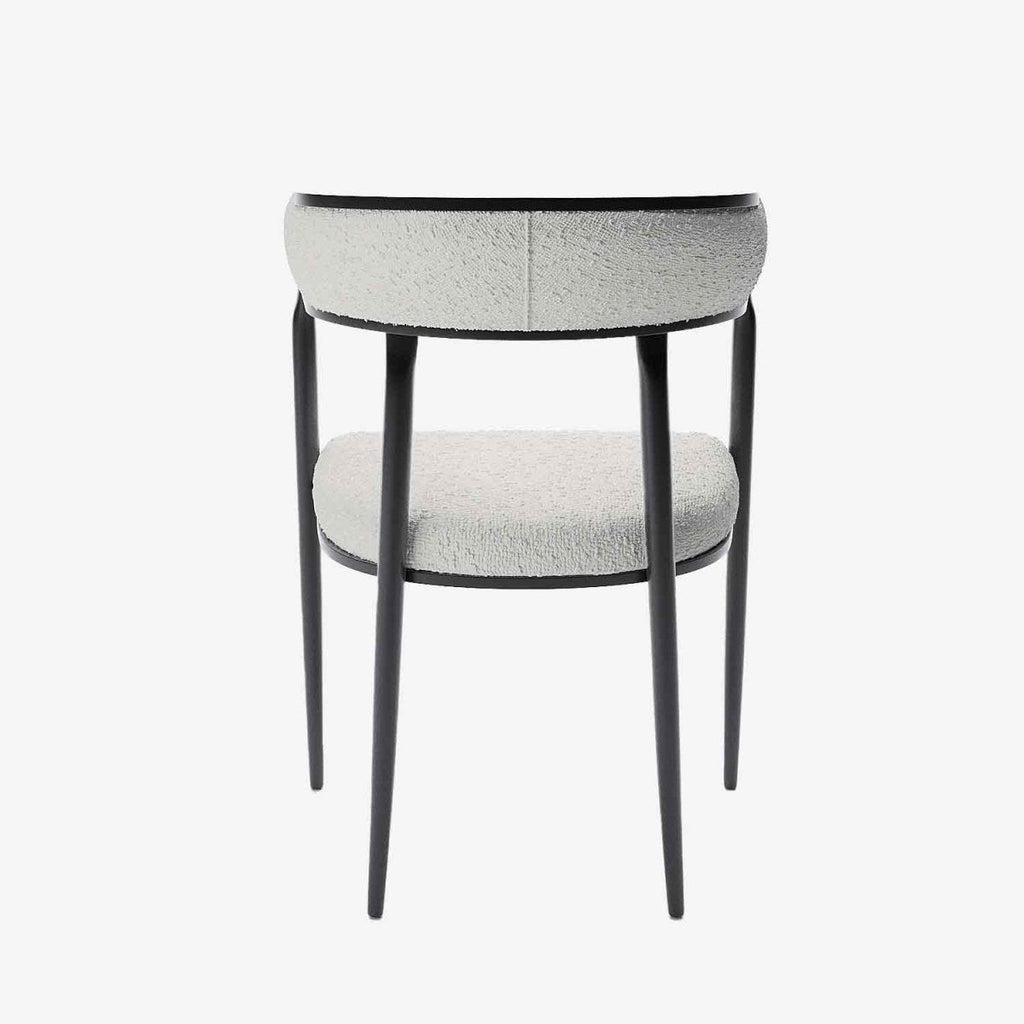 Chaise de salle à manger design dossier arrondi bouclette gris crème Aurore