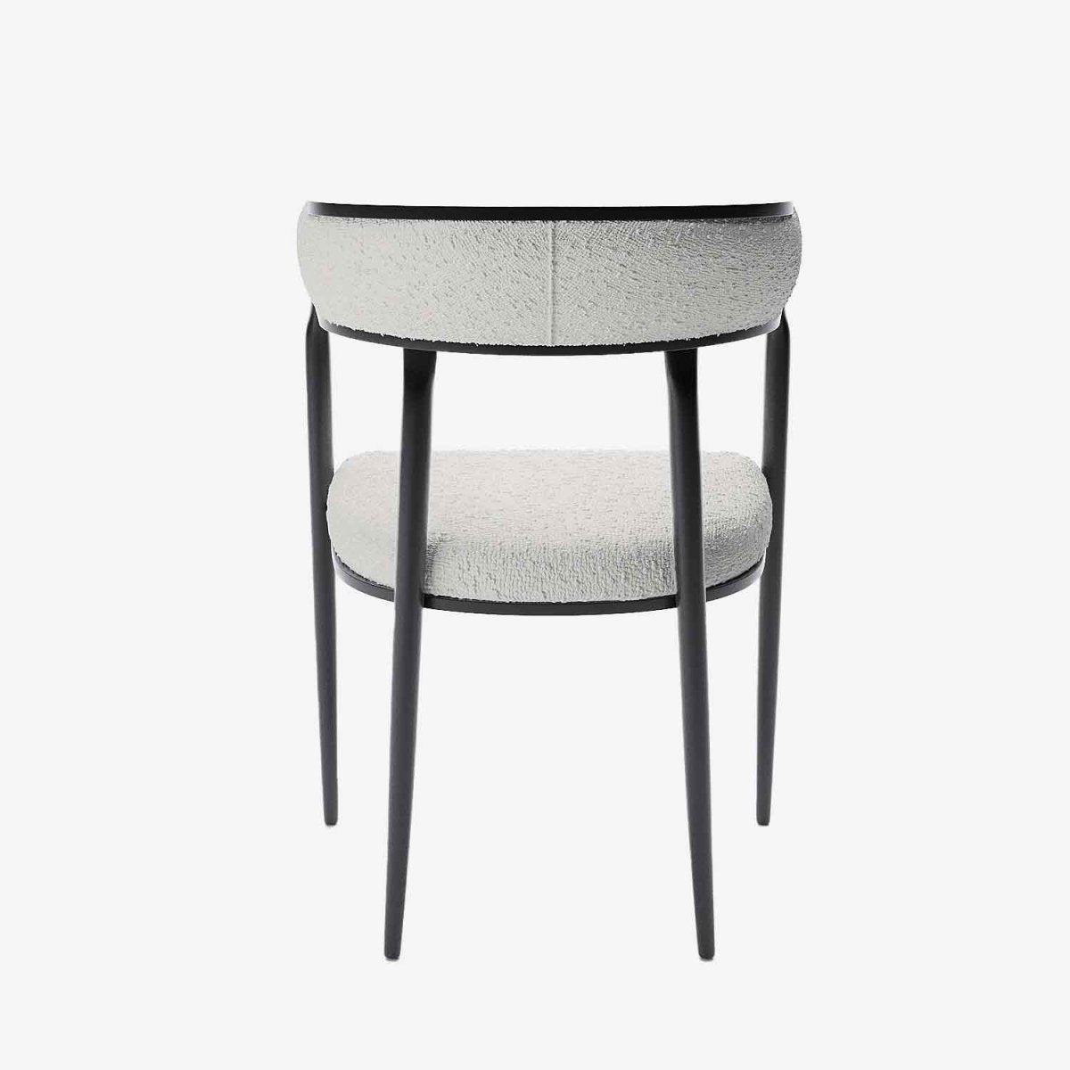Chaise de salle à manger design dossier arrondi bouclette gris crème Aurore