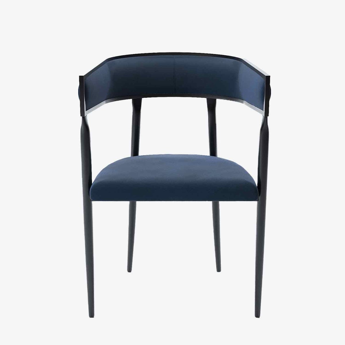 Chaise de salle à manger design dossier arrondi velours bleu marine Aurore