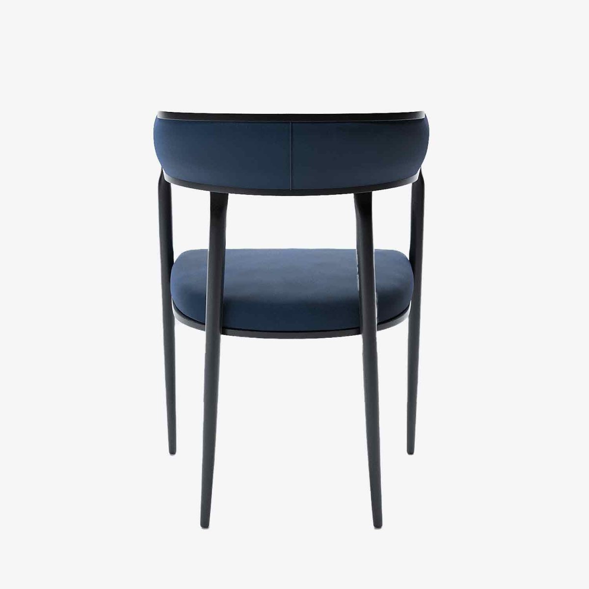 Chaise de salle à manger design dossier arrondi velours bleu marine Aurore