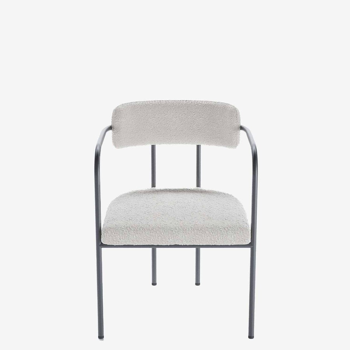 Chaise de salle à manger tapissée avec accoudoirs bouclette blanche Barbara