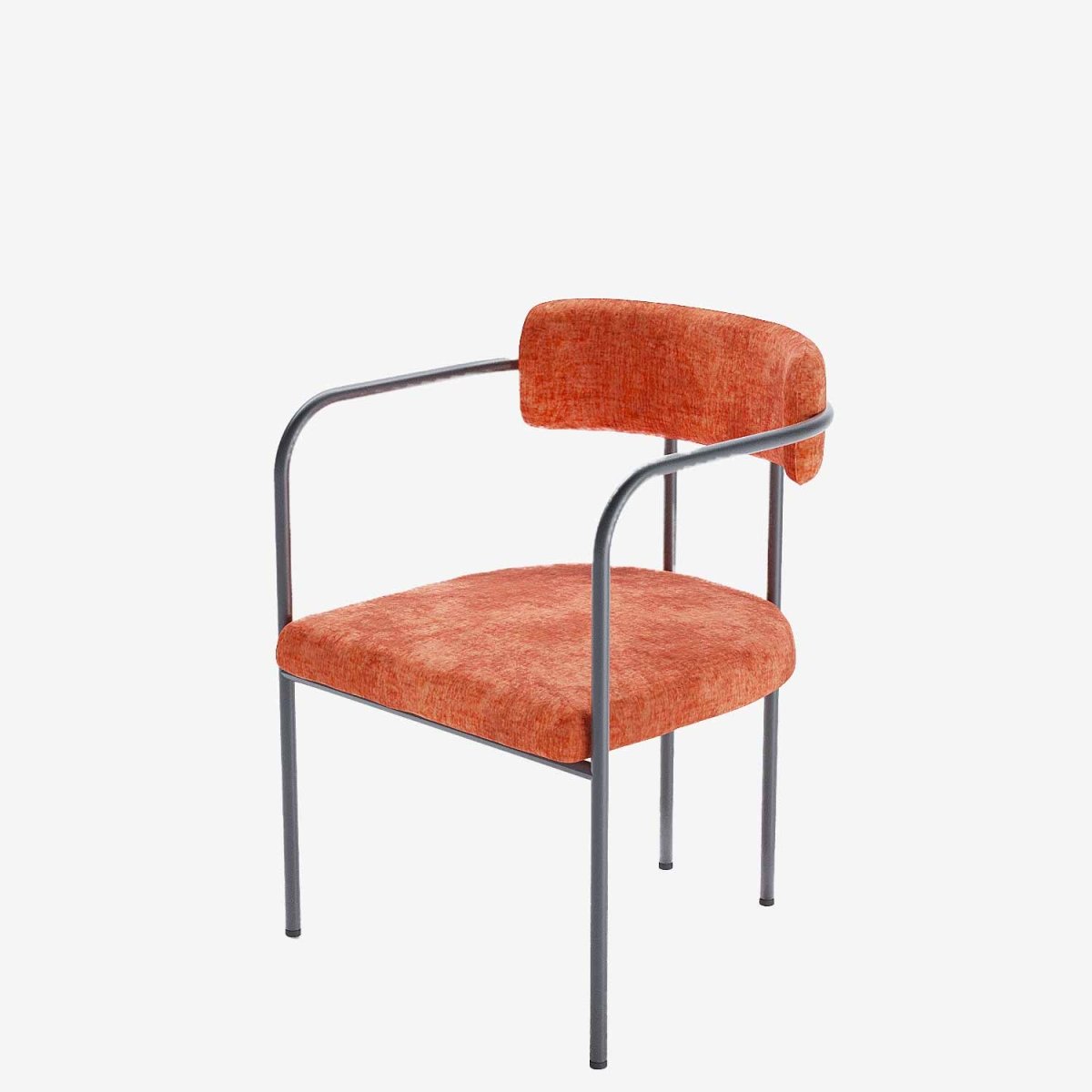 Chaise de salle à manger tapissée avec accoudoirs, velours ocre, Barbara