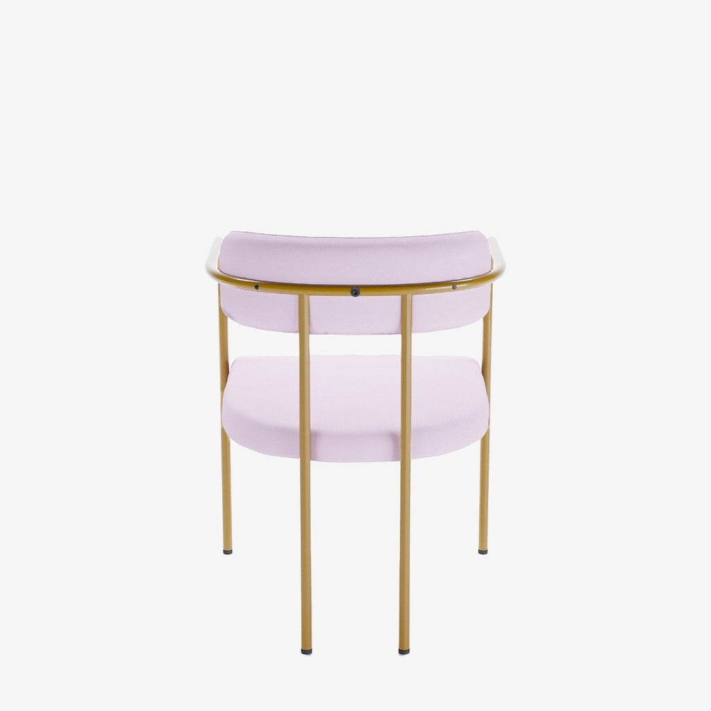 Chaise de salle à manger tapissée avec accoudoirs velours rose clair Barbara