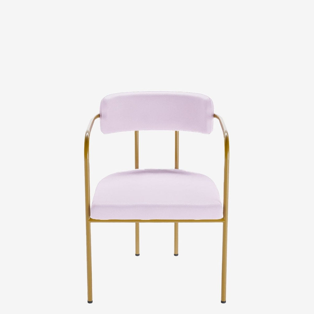 Chaise de salle à manger tapissée avec accoudoirs velours rose clair Barbara
