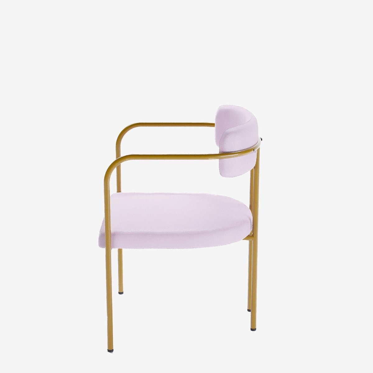Chaise de salle à manger tapissée avec accoudoirs velours rose clair Barbara