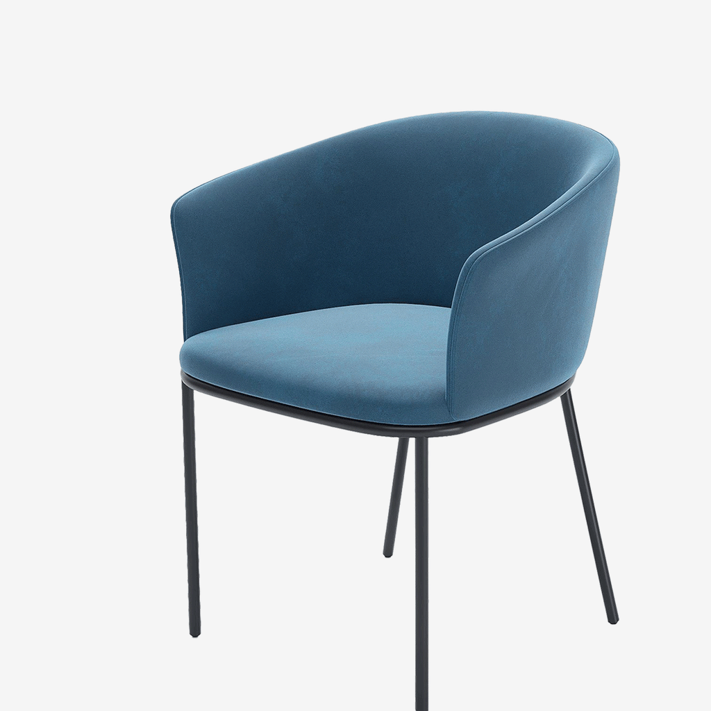 Lot de 2 fauteuils de salle à manger en velours bleu Andréa