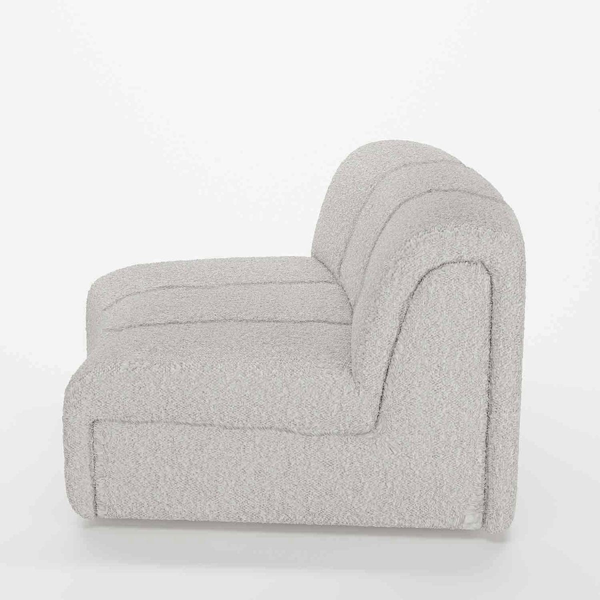 Chauffeuse d’angle pour canapé modulable en tissu bouclette gris-crème Hélène