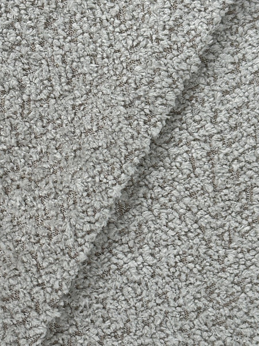 Chauffeuse d’angle pour canapé modulable en tissu bouclette gris-crème Hélène