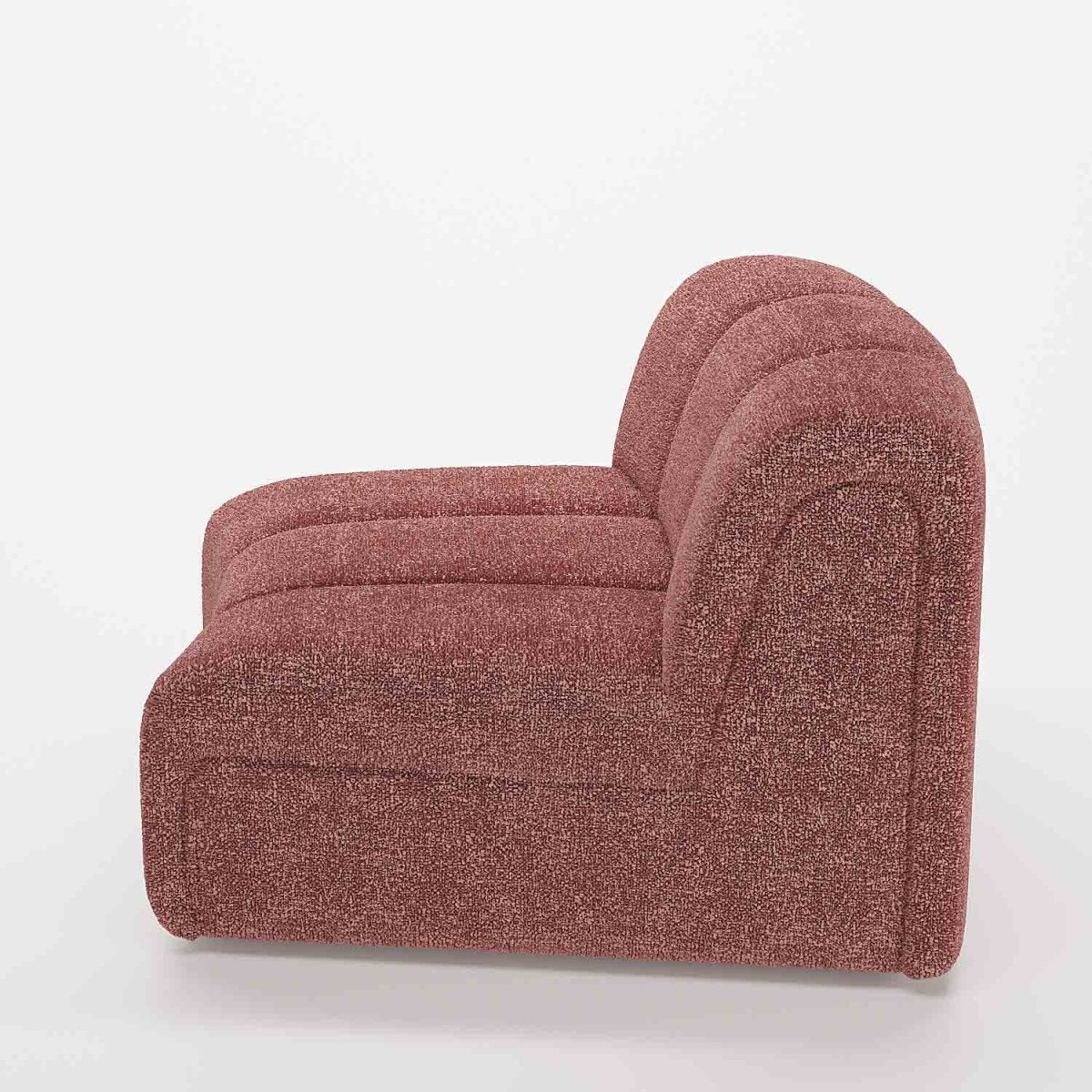Chauffeuse d’angle pour canapé modulable en tissu bouclette rose Hélène