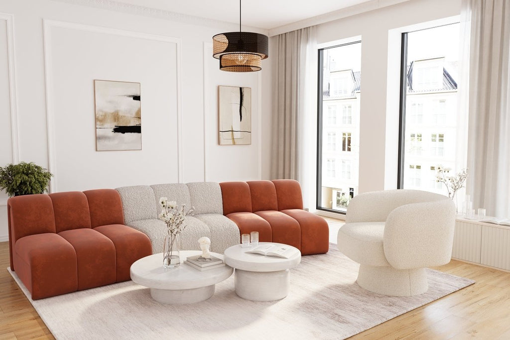 Canapé modulable en velours ocre Hélène