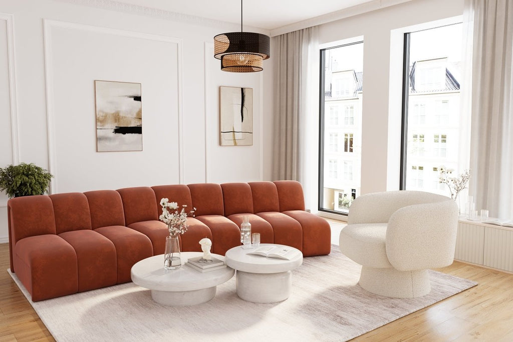 Canapé modulable en velours ocre Hélène