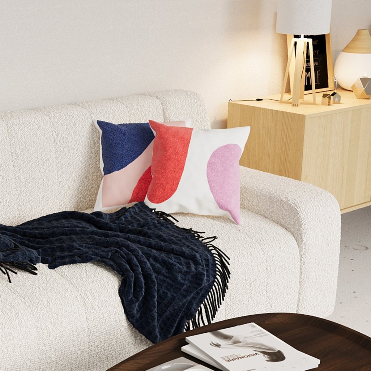 Coussin brodé, design moderne et coloré Lima