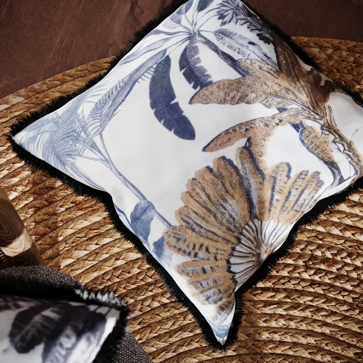 Coussin carré imprimé tropical, Palmiers