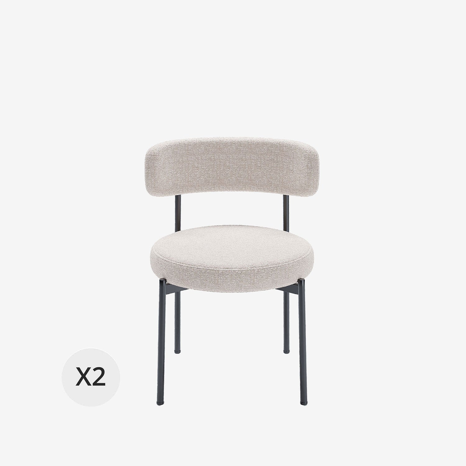 Lot de 2 chaises de table velours crème Scarlett
