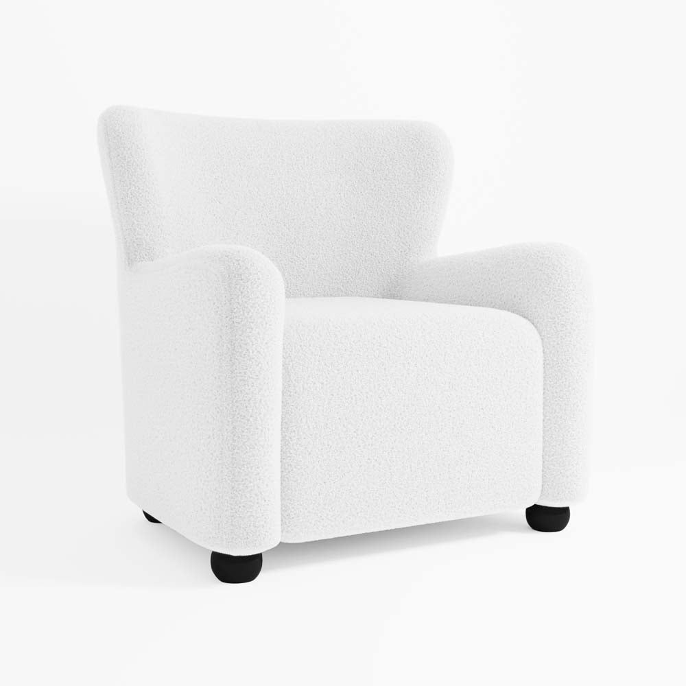 Fauteuil blanc effet laine bouclée