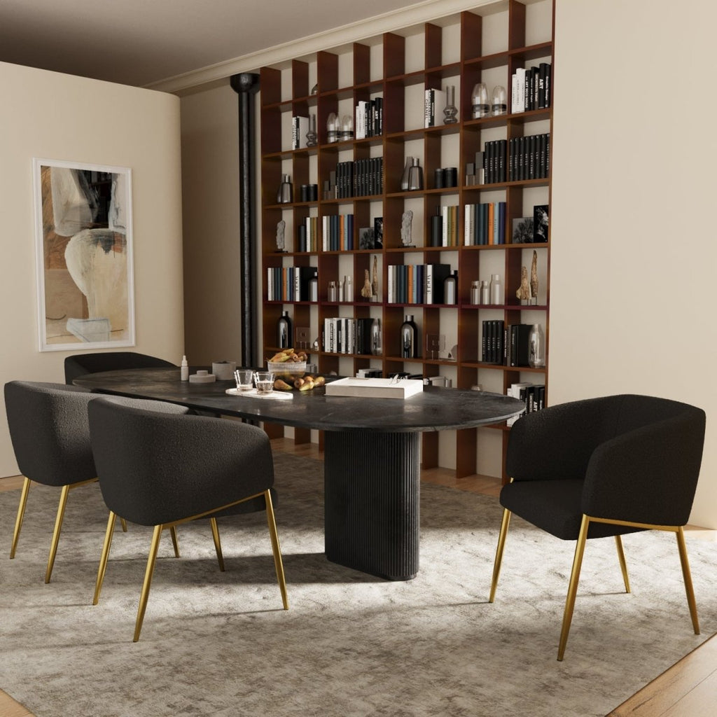 Fauteuil de salle à manger bouclette gris foncé Basile
