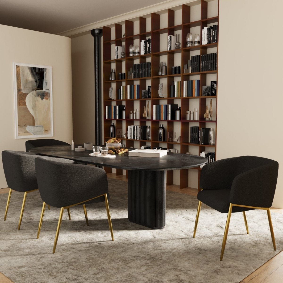 Fauteuil de salle à manger bouclette gris foncé Basile