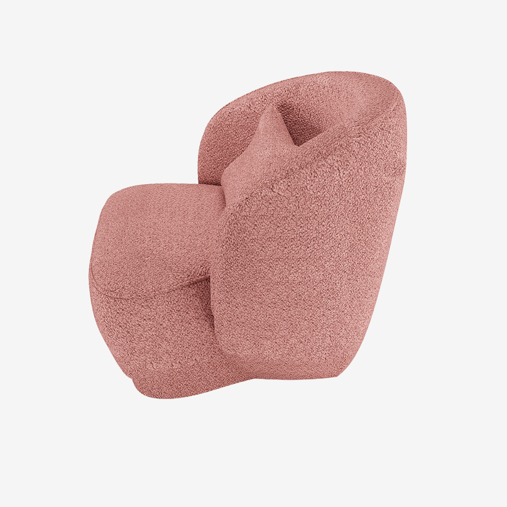 Fauteuil design bouclé rose Pablo