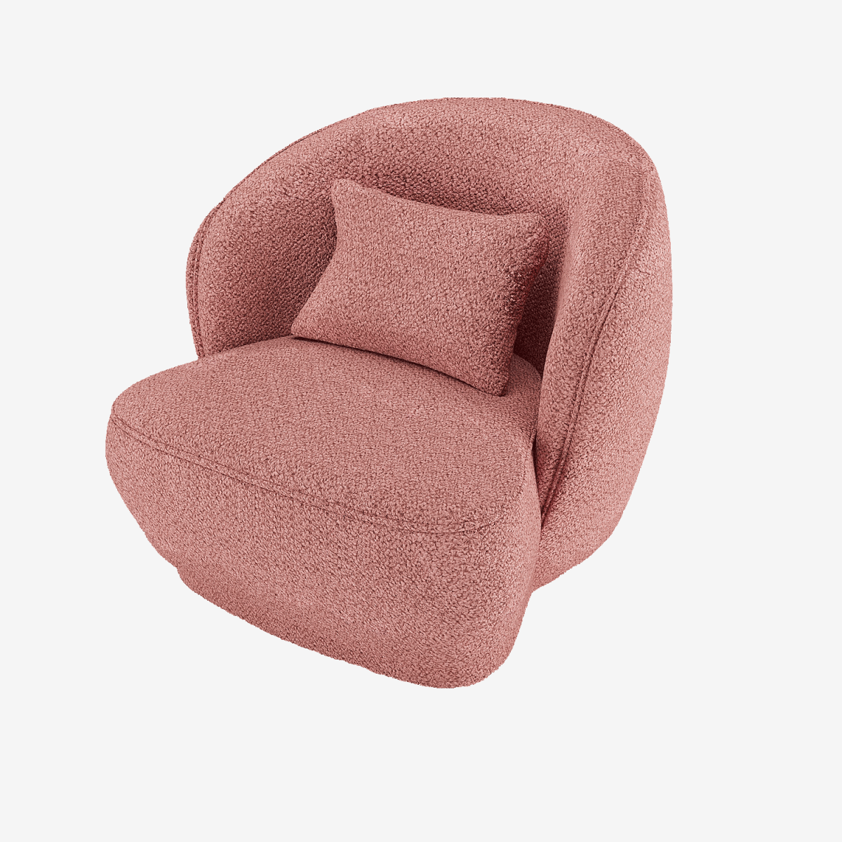 Fauteuil design bouclé rose Pablo