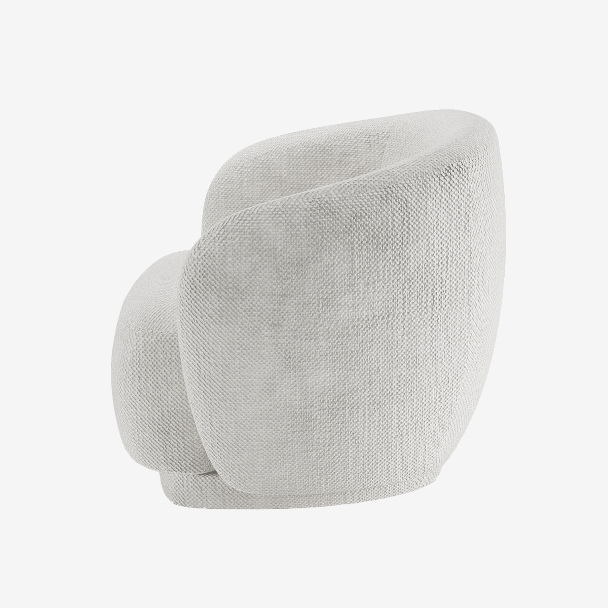 Fauteuil design demi-tonneau tissu chenille blanc Victoria