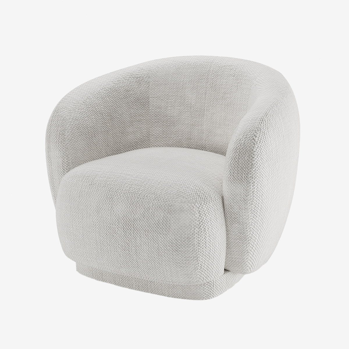 Fauteuil design demi-tonneau tissu chenille blanc Victoria