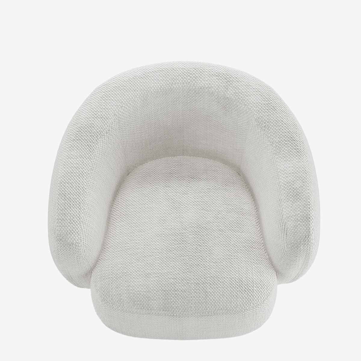 Fauteuil design demi-tonneau tissu chenille blanc Victoria