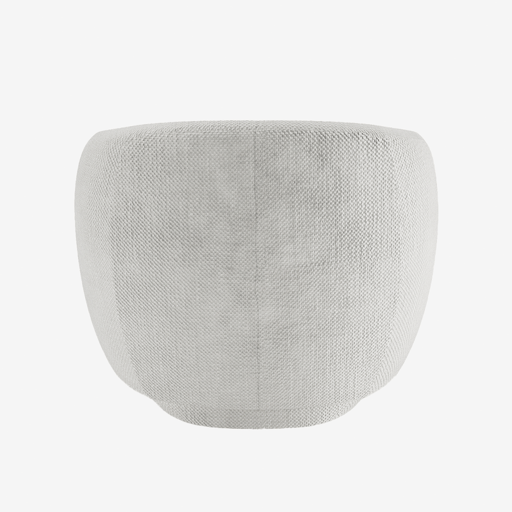 Fauteuil design demi-tonneau tissu chenille blanc Victoria