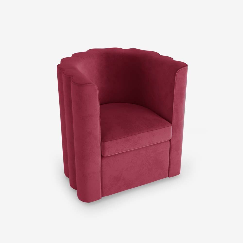 Fauteuil vintage en velours bordeaux