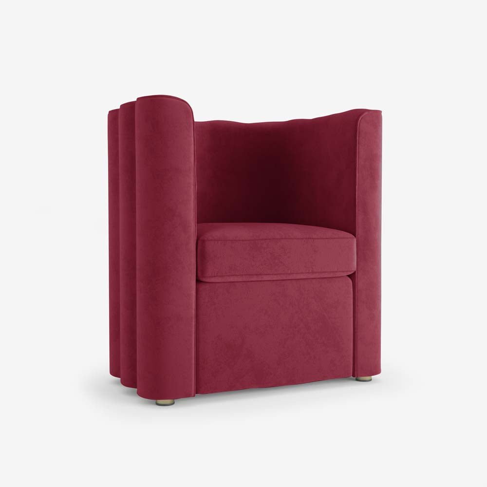 Fauteuil vintage en velours bordeaux
