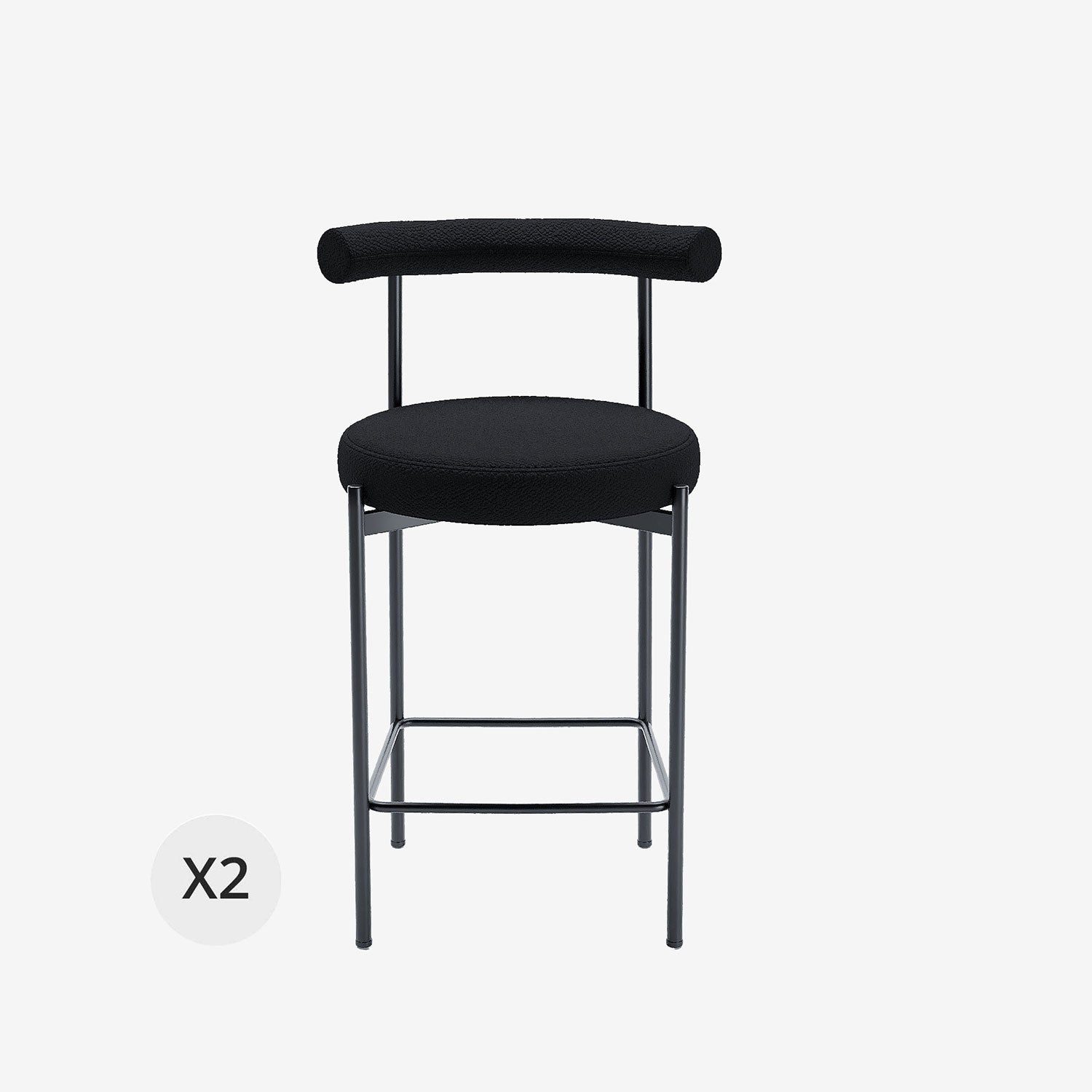 Lot de 2 chaises de bar bouclette grise anthracite  Charlotte