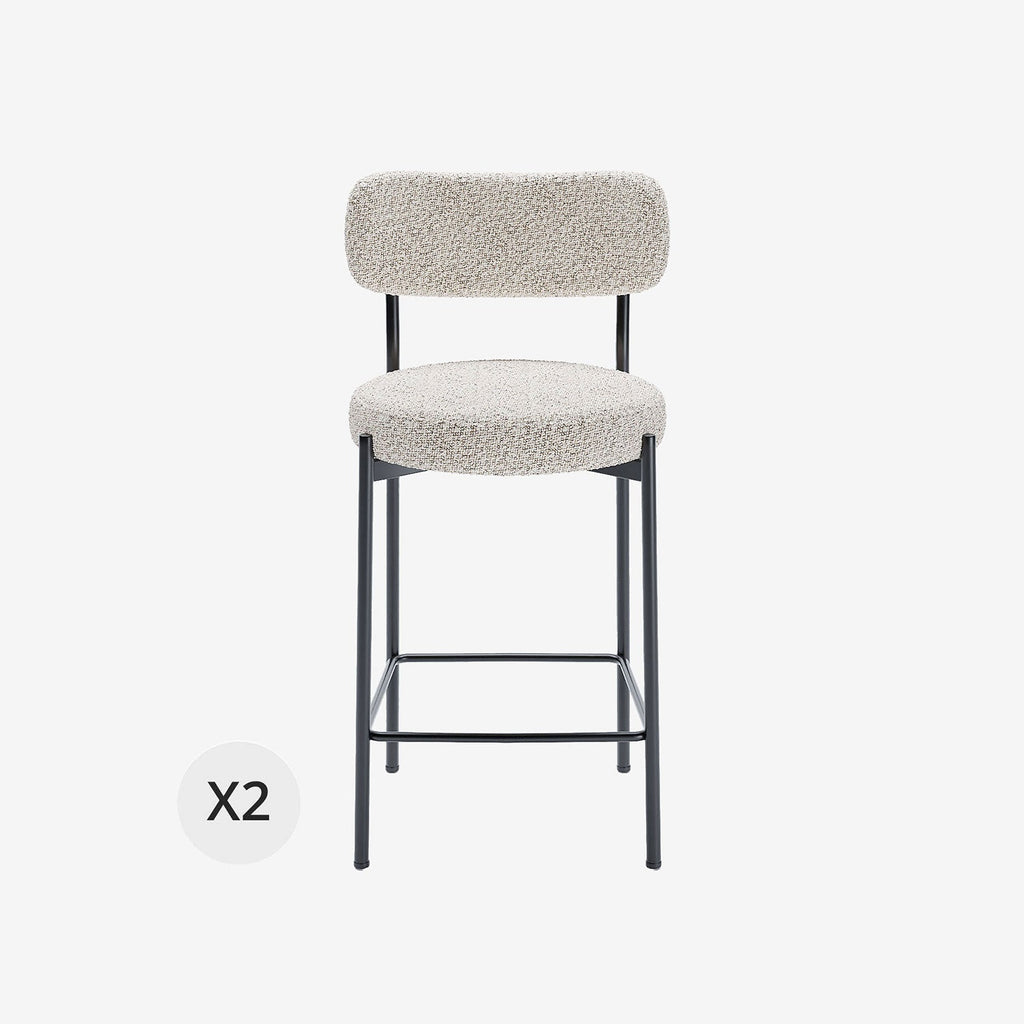 Lot de 2 fauteuils de bar bouclette grise et blanche Lili