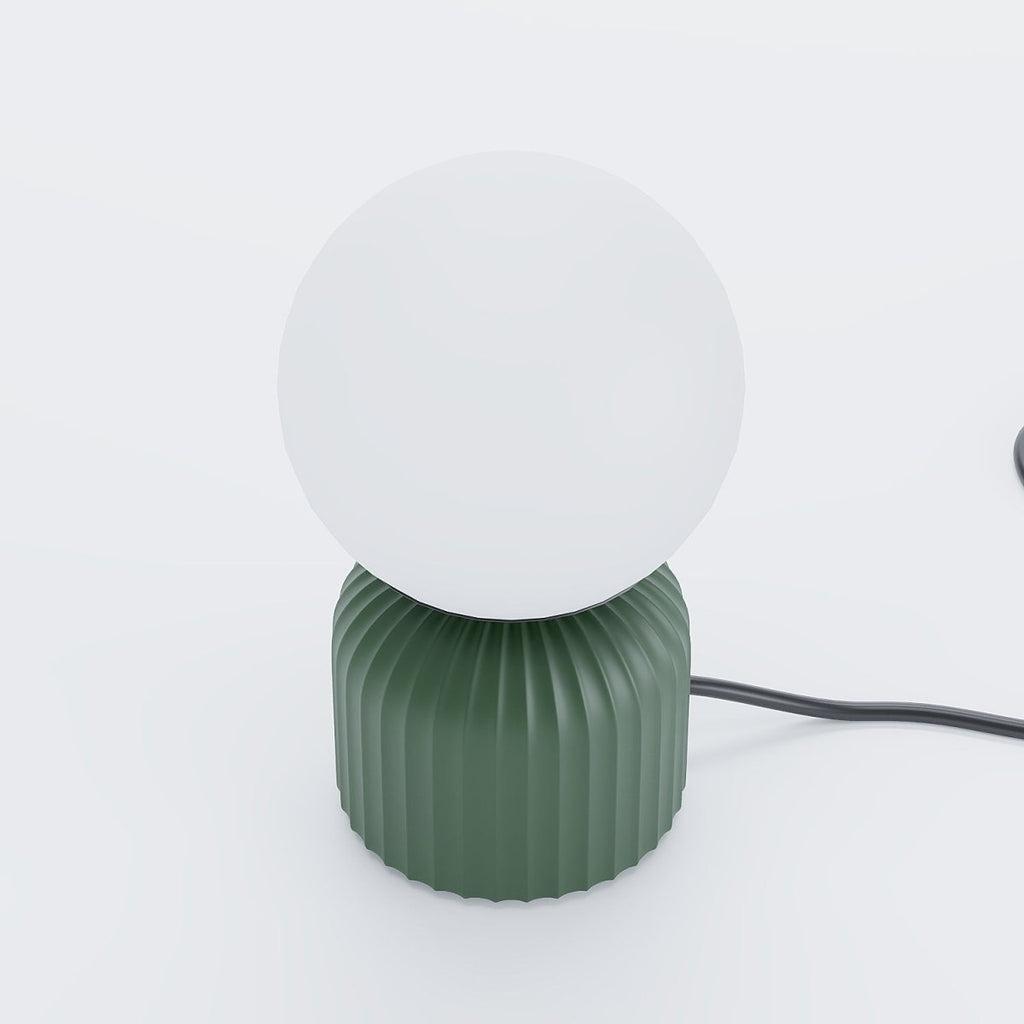 Lampe à poser en céramique verte et globe en verre Renoir
