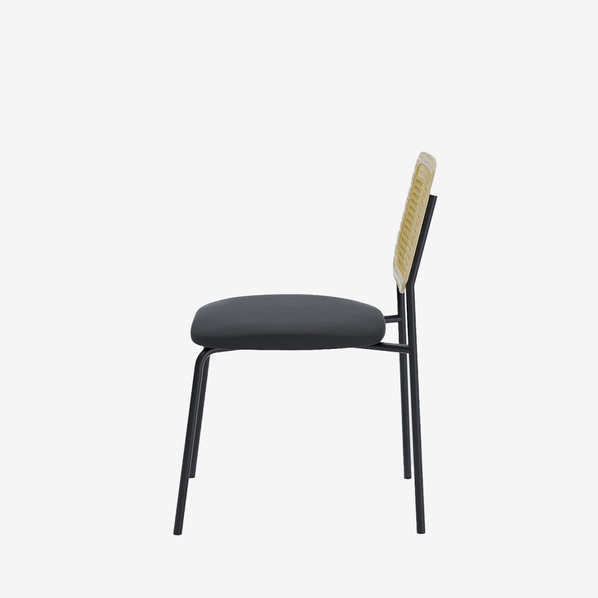 Lot de 2 chaises en rotin et velours noir Juna