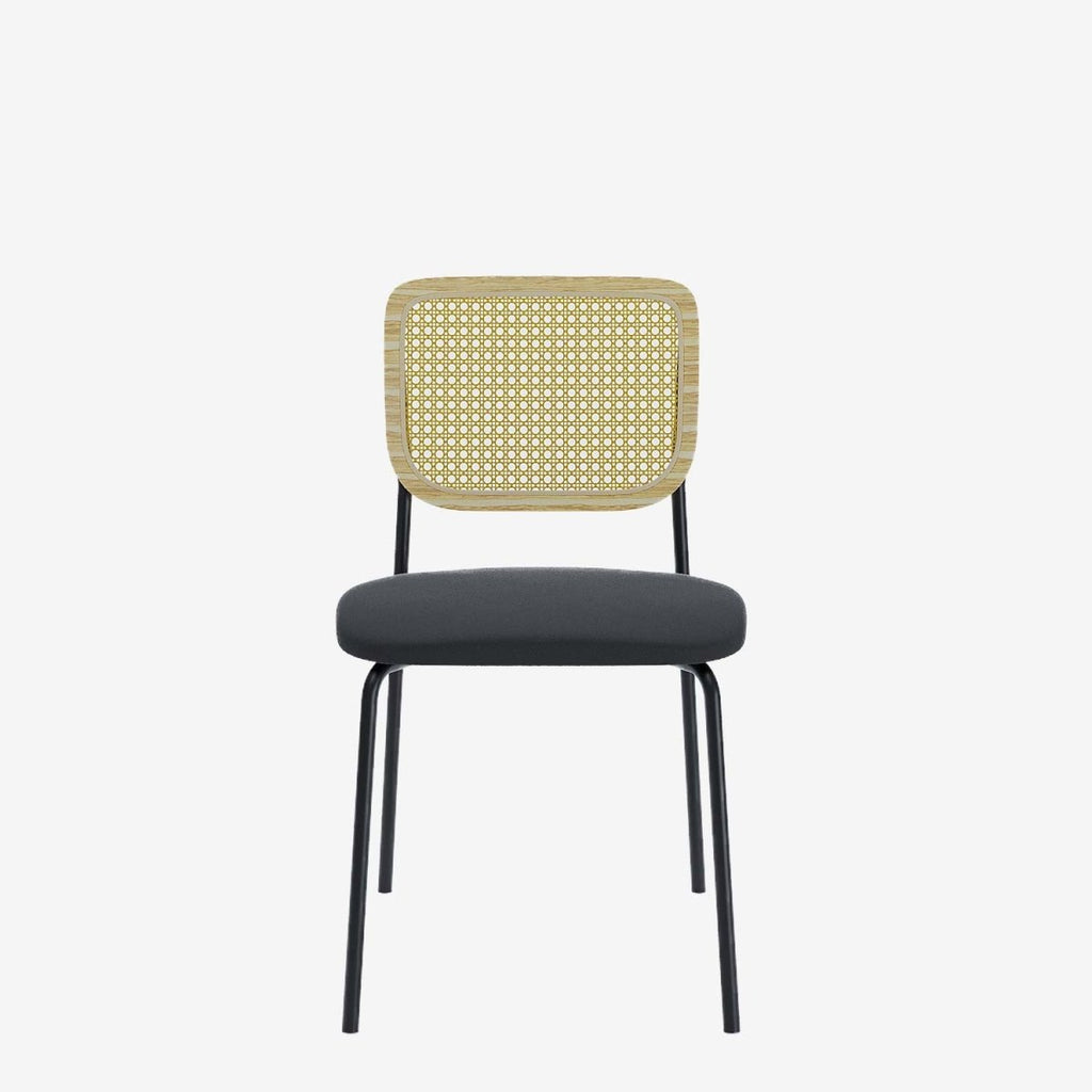 Lot de 2 chaises en rotin et velours noir Juna