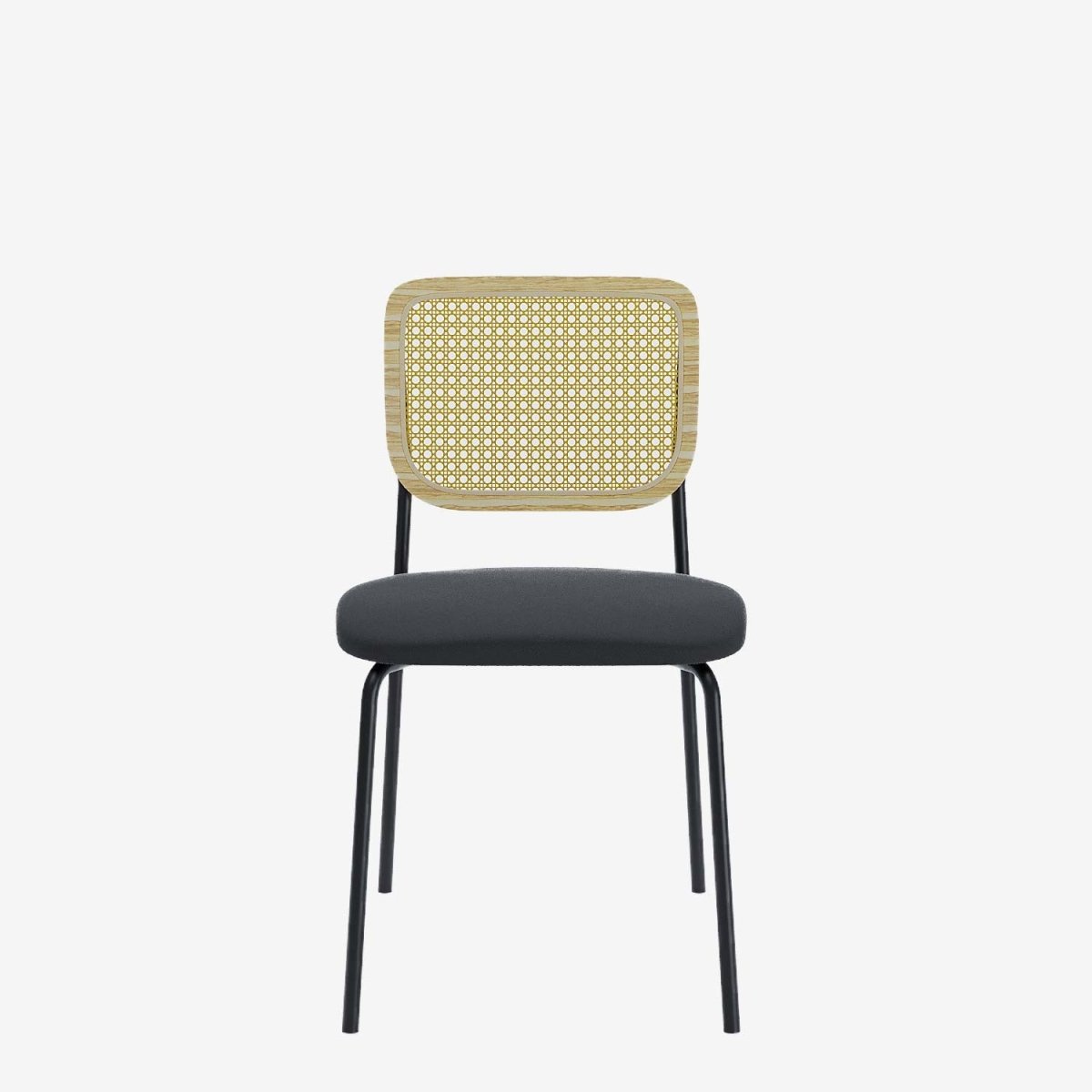 Lot de 2 chaises en rotin et velours noir Juna