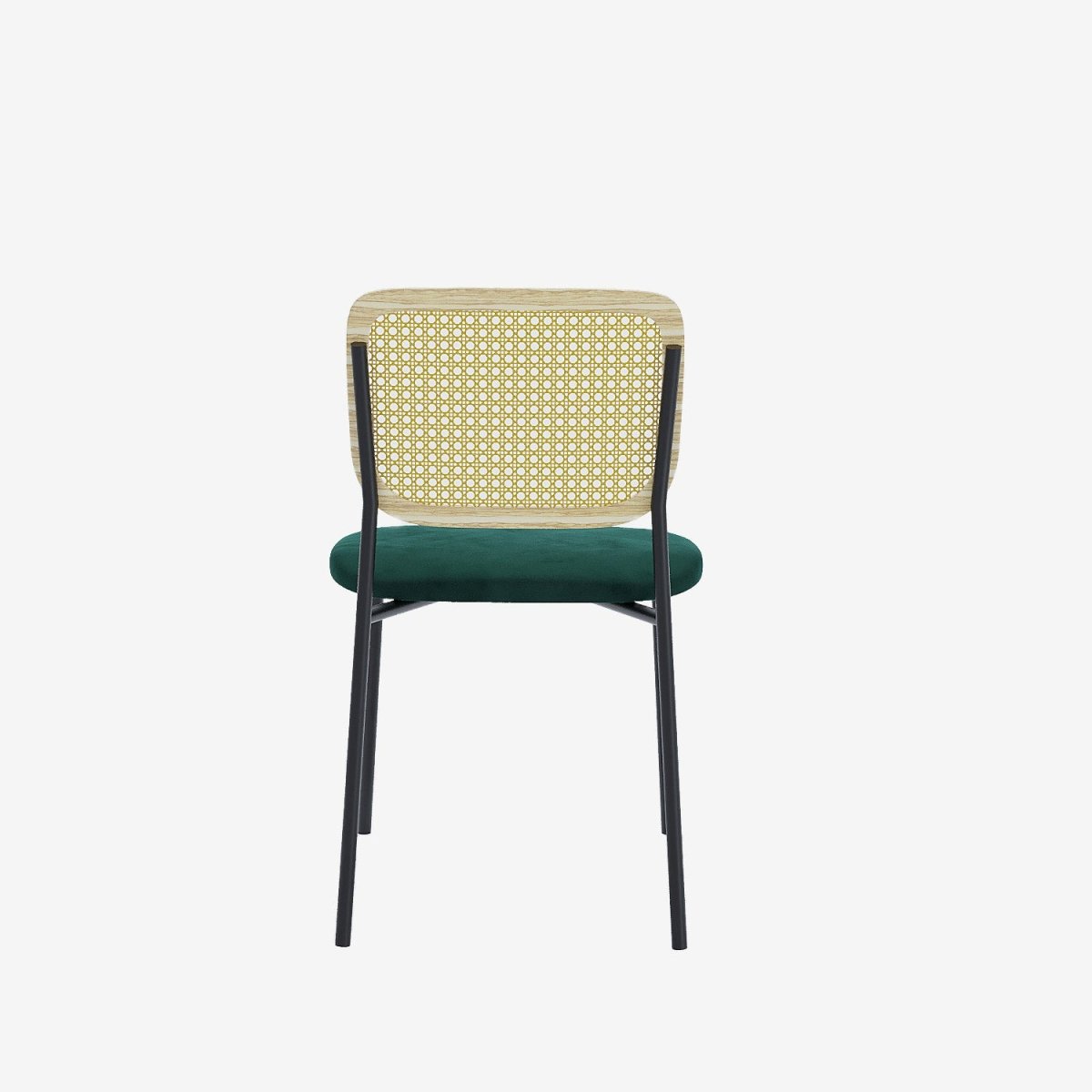 Lot de 2 chaises en rotin et velours vert Juna