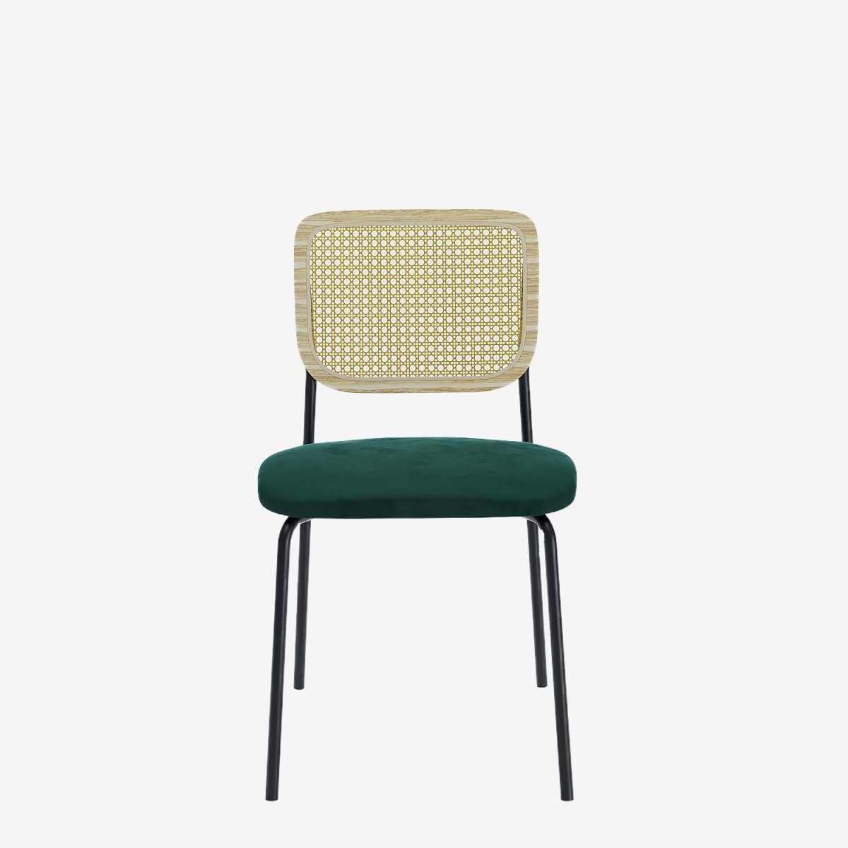 Lot de 2 chaises en rotin et velours vert Juna