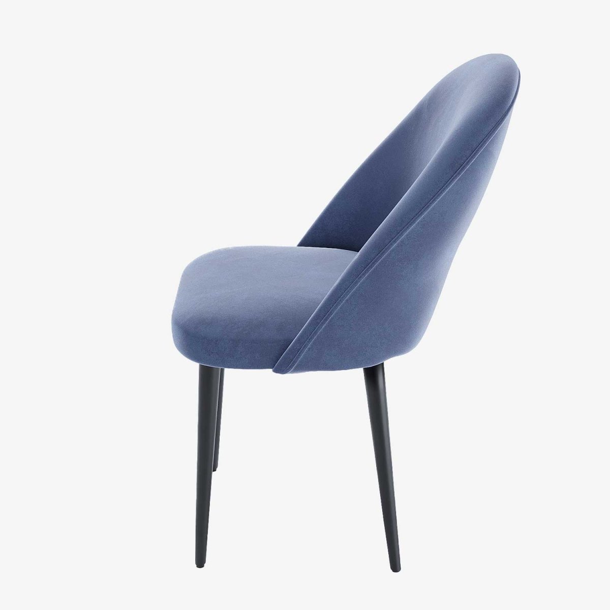 Lot de 2 chaises en velours bleu & métal noir Nina
