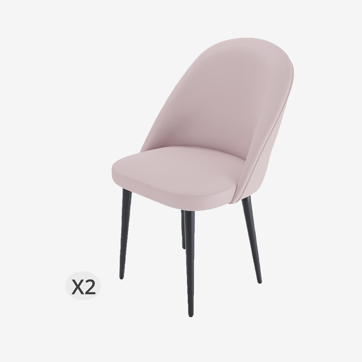 Lot de 2 chaises en velours rose & métal noir Nina