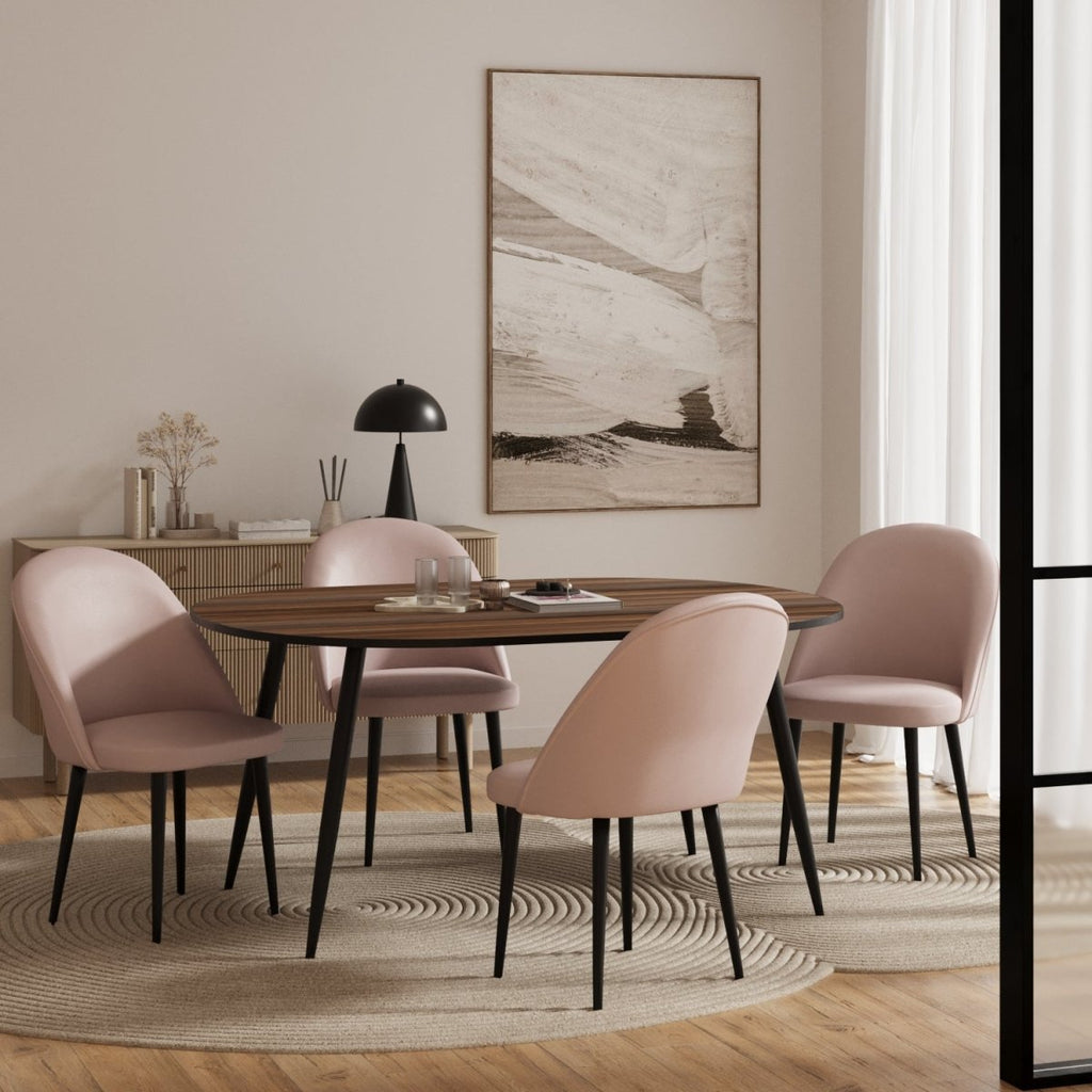 Lot de 2 chaises en velours rose & métal noir Nina