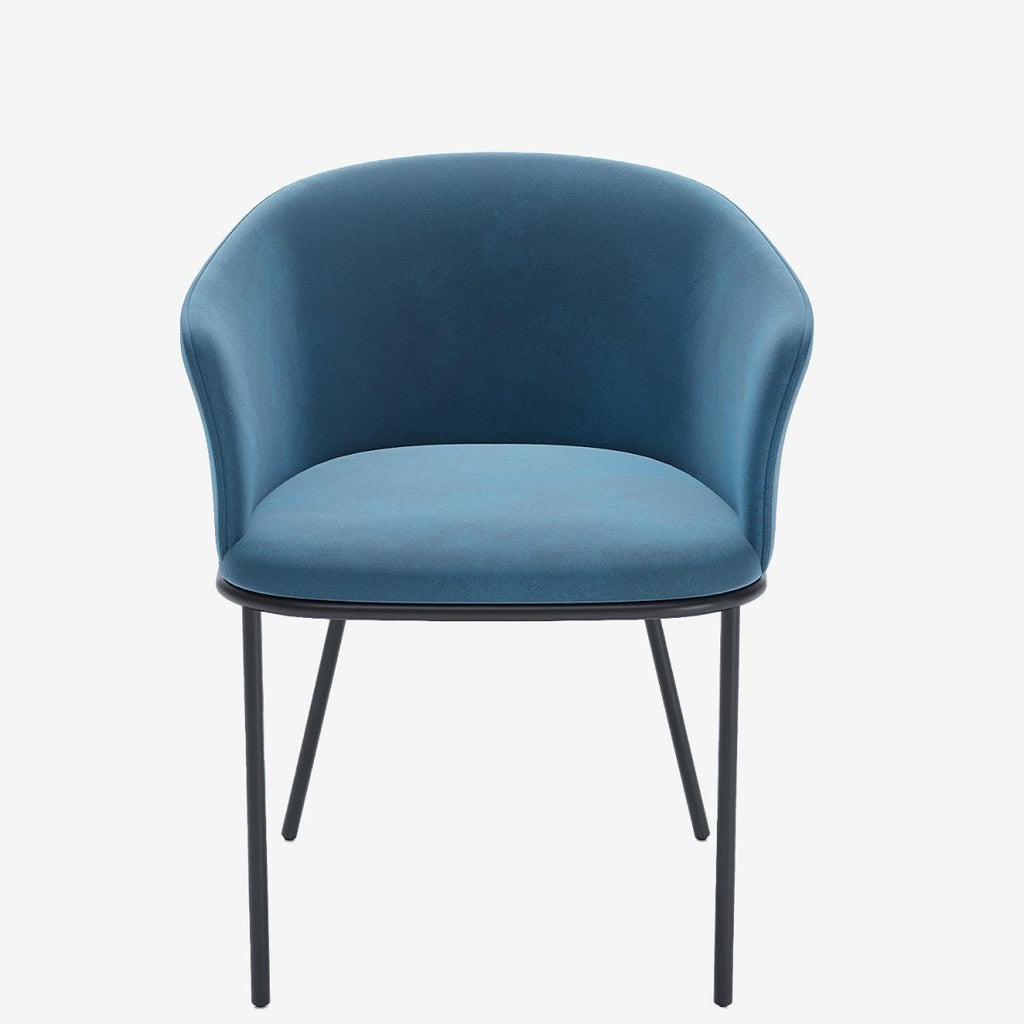 Lot de 2 fauteuils de salle à manger en velours bleu Andréa